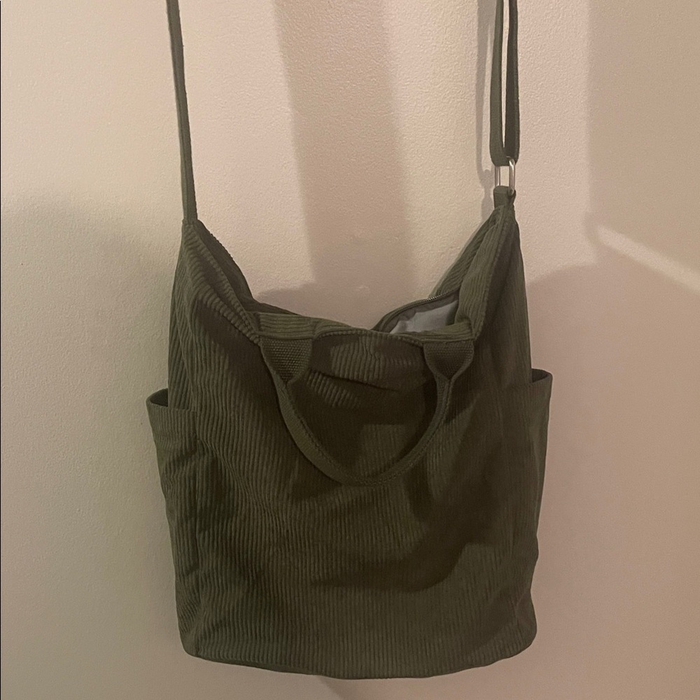 Forest Green Corduroy Tote Bag - Picture 5 of 8